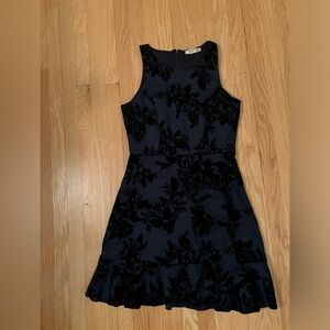 Navy Dex Dress with Velvet floral detail